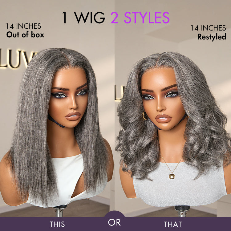 Crazy Wednesday | Salt and Pepper Straight Glueless Minimalist HD Lace T Part Grey Wig Pre-Cut Lace