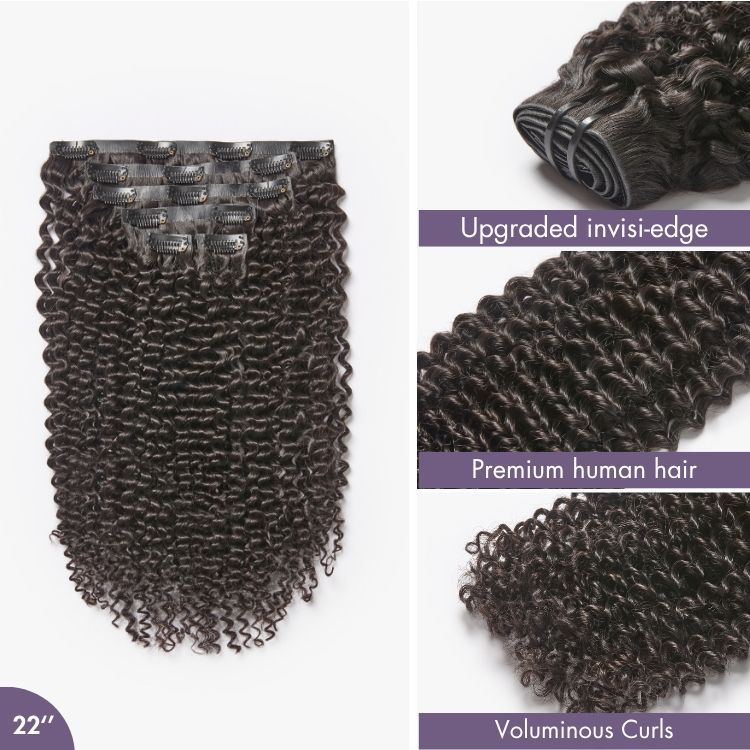 Body Wave / Messy Curly / Silky Straight / Yaki Straight / Kinky Curly Invisible Edge Clip in Hair Extensions Human Hair 110g 6pcs with Free Gift