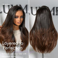 Luvme All-Day Comfort™ Wig 180% Density Ombre Brown Layered Light Yaki Straight Glueless 7x6 Closure HD Lace Human Hair Long Wig Pre-Cut Lace