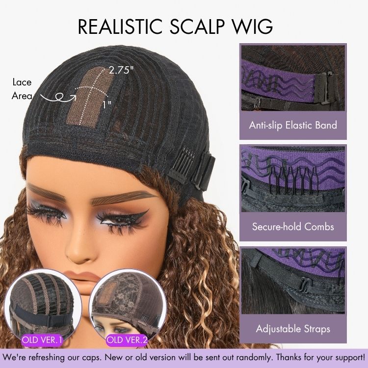 Exclusive Sale | Put On and Go Reddish Purple / Brown Highlight / Natural Black Layered Cut Yaki Straight Minimalist Lace Bob Wig with Bangs