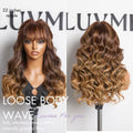 Luvme All-Day Comfort™ Wig 180% Density Ombre Blonde Highlight Loose Body Wave Glueless 7x6 Closure HD Lace Human Hair Wig with Bangs Pre-Cut Lace