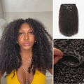 New Customers Only | Kinky Curly Invisible Edge Seamless Clip in Extensions Human Hair with Free Gift