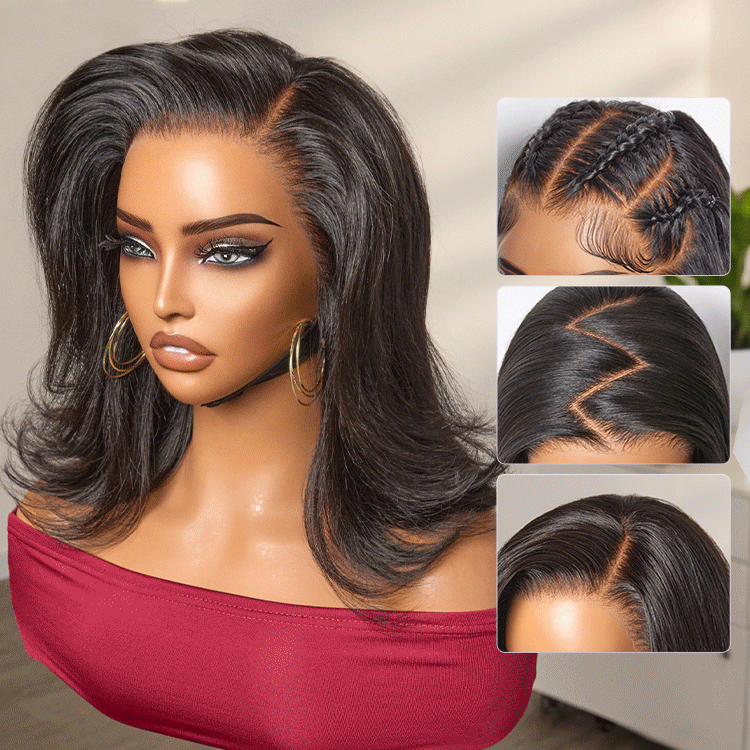 Weekly Special | Retro 90s Flip Ends Bob Cut Wig Glueless 13x4 Frontal Lace Human Hair Wig