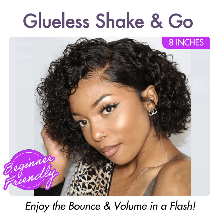 Trendy Short Cut Curly Minimalist HD Lace Glueless Side Part Wig 100% Human Hair