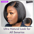 Put On & Go Blunt Cut Straight Bob Minimalist HD Lace Glueless C Part Wig
