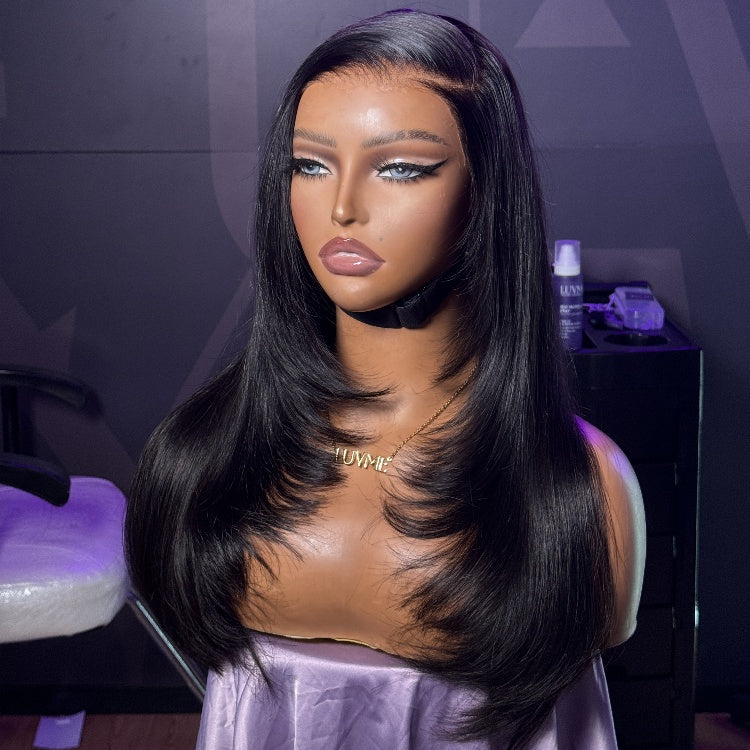 Crazy Wednesday | PreMax Wigs | Natural Hairline Silky Straight Layer Cut Glueless 13x4 Frontal Lace Wig Human Hair Pre-Cut Lace