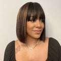 Weekly Special | Put On and Go Brown Highlight Yaki Bob with Bangs Glueless Minimalist Lace Wig Breathable Cap