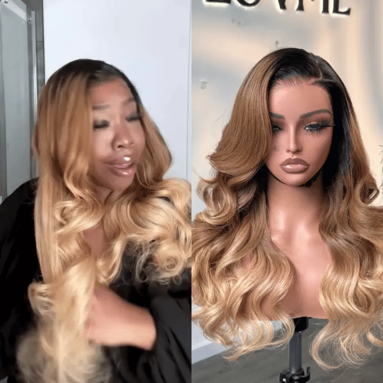 PreMax Wigs | Gorgeous Ombre Color Loose Wave Glueless 13x4 Frontal Lace Blonde Hair Wig Pre-cut Lace