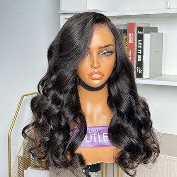 Special Deal | Natural Black Flexi-Fit Invisi Drawstring Cap 360 Lace Loose Body Wave Wig Pre-Cut Lace