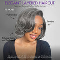 Boss Vibe Salt & Pepper Layered Bob / Body Wave Glueless Pre-Cut Minimalist Lace Grey Wig