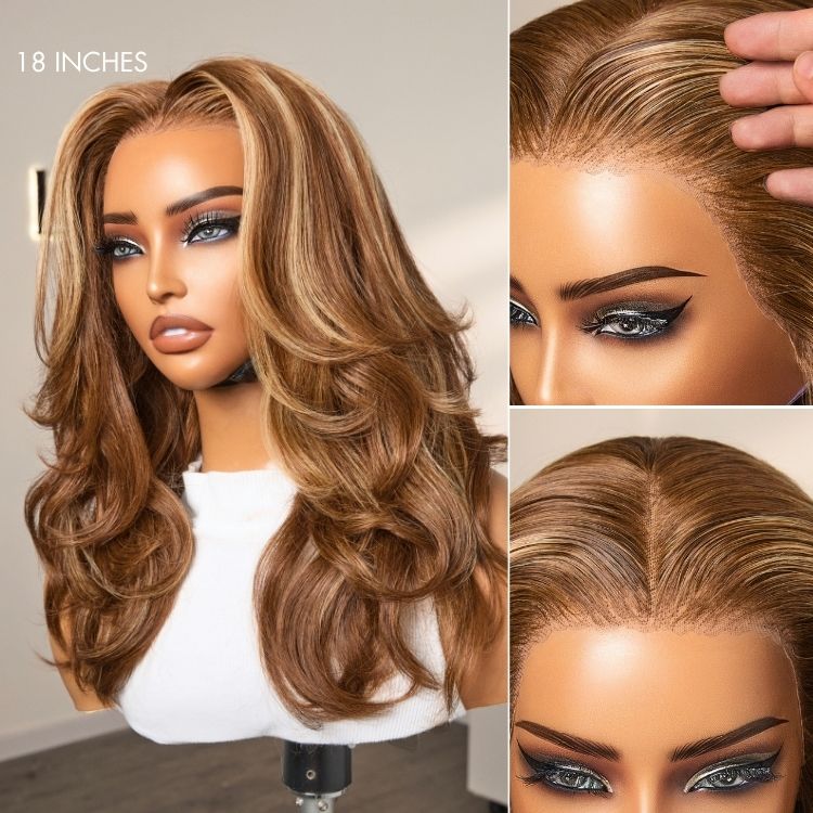 Crazy Wednesday | PreMax Wigs - Honey Blonde Highlight / Natural Black Bouncy Body Wave Glueless 13x4 Frontal Lace Human Hair Wig