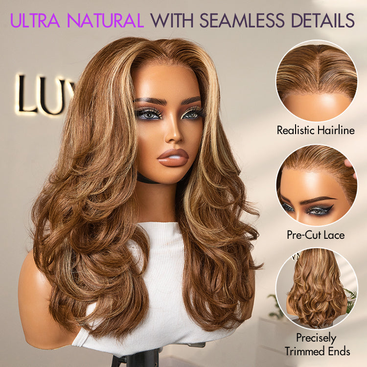 Crazy Wednesday | PreMax Wigs - Honey Blonde Highlight / Natural Black Bouncy Body Wave Glueless 13x4 Frontal Lace Human Hair Wig