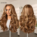 PreMax 180% Density Blonde Highlight Layered Body Wave Glueless 13x4 Frontal Lace Long Wig Human Hair Pre-Cut Lace