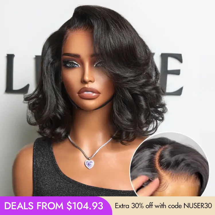 New Customers Only | PreMax Loose Body Wave Short Bob Wig Glueless 13x4 Frontal Lace Human Hair Wig Pre-Cut Lace