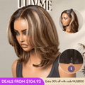 New Customers Only | Blonde Highlight / Brown Highlight Short Layered Bob Wig Glueless 5x5 Closure Pre-Cut Lace Wig