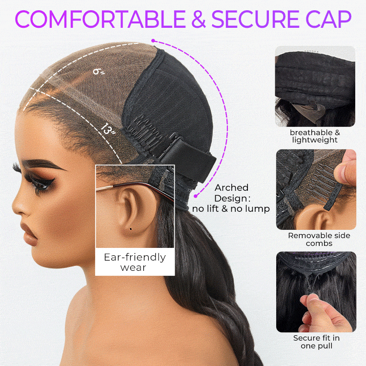 NatureMAX™ 200% / 250% Density Loose Wave Glueless 13x6 HD Lace Front Wig Human Hair Pre-Cut Lace Flexi-Fit Drawstring Cap