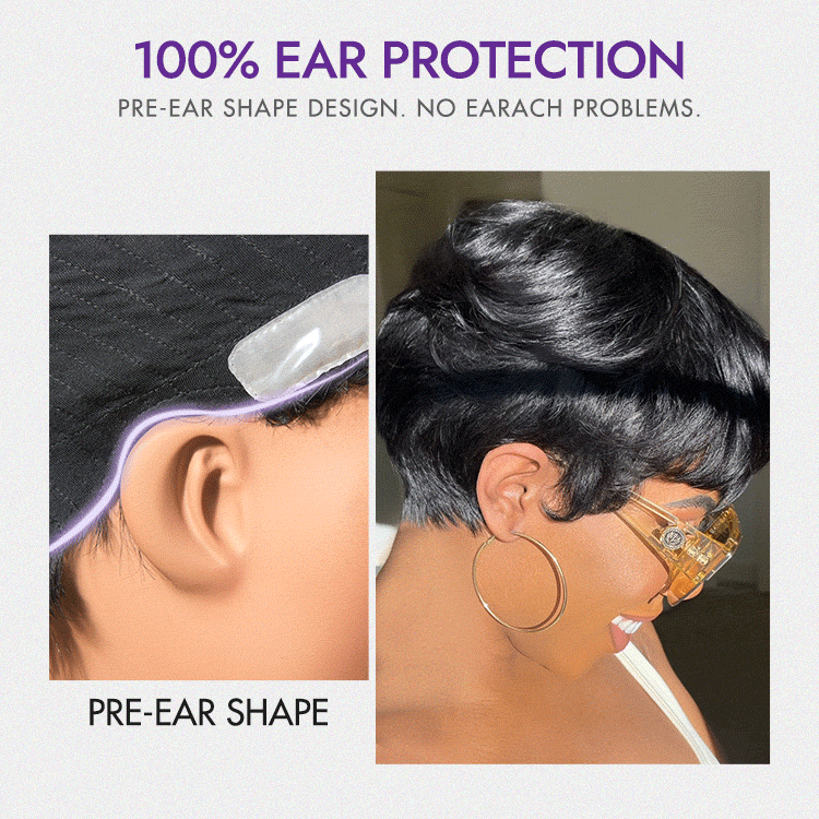 New Customers Only | Throw On & Go Short Cut with Bangs Wig Ultra Comfort Cotton Cap Glueless Wig Hair Loss Friendly