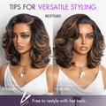 Brown Highlight Layered Haircut Wavy Glueless Minimalist HD Lace Wig Pre-Cut Lace