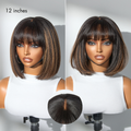 Exclusive Discount | Put On and Go Realistic Glueless Yaki Straight Bob With Bangs Minimalist HD Lace Wig 100% Human Hair