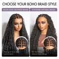 Flexi-Fit Invisi Drawstring Cap Full Lace Knotless Boho Curls Braided Long Wig Super Natural Scalp - US Only