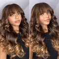Luvme All-Day Comfort™ Wig 180% Density Ombre Blonde Highlight Loose Body Wave Glueless 7x6 Closure HD Lace Human Hair Wig with Bangs Pre-Cut Lace