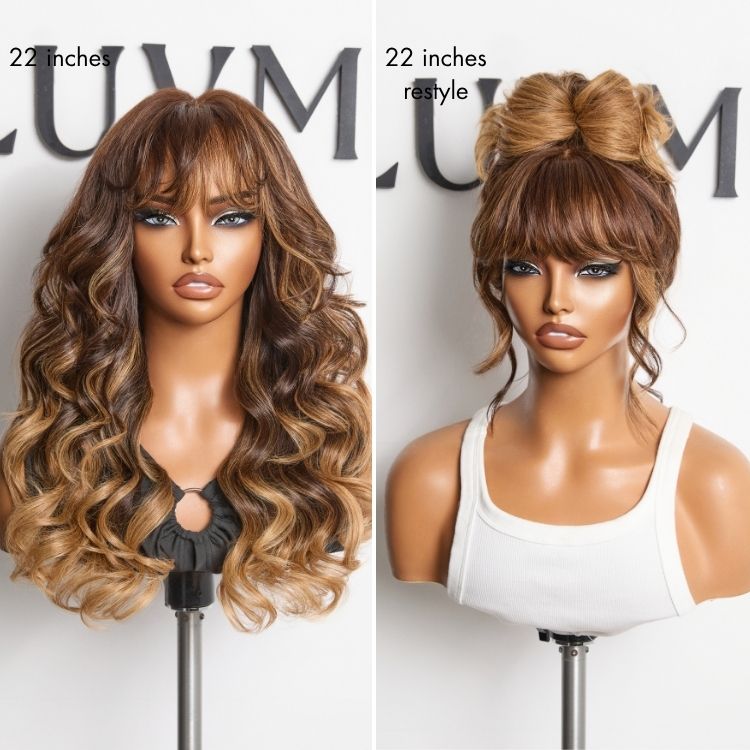 Weekly Special | Luvme All-Day Comfort™ Wig Ombre Blonde Highlight Loose Body Wave Glueless 7x6 Closure HD Lace Human Hair Wig with Bangs Pre-Cut Lace