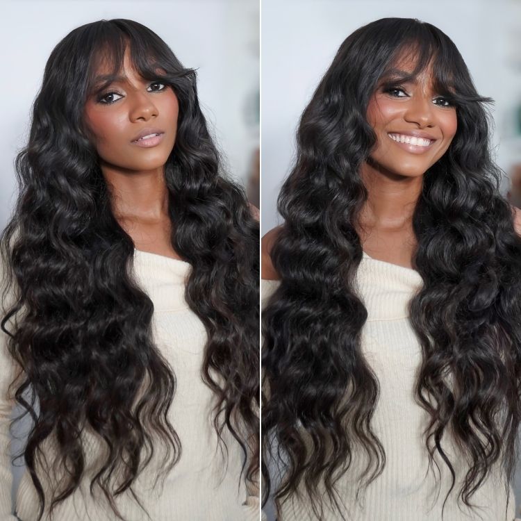 Luvme All-Day Comfort™ Wig 180% Density Loose Body Wave Glueless 7x6 Closure HD Lace Human Hair Wig with Bangs Pre-Cut Lace