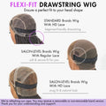 Special Deal | Flexi-Fit Invisi Drawstring Cap Full Lace Knotless Boho Curls Braided Long Wig Super Natural Scalp - US Only