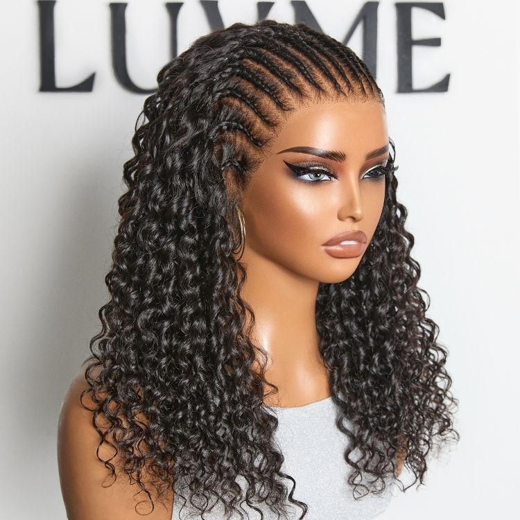 PreMax Wigs Knotless Fulani Braids Deep Wave Glueless Ear-to-ear 13x6 Frontal HD Lace Wig Human Hair Flexi-Fit Drawstring Cap