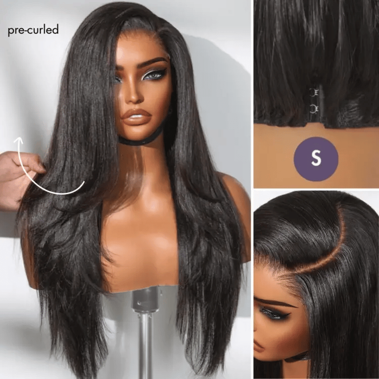 New Customers Only | Luvme All-Day Comfort™ Wig Layered Light Yaki Straight / Loose Body Wave Glueless 7x6 Closure HD Lace Human Hair Wig Pre-Cut Lace