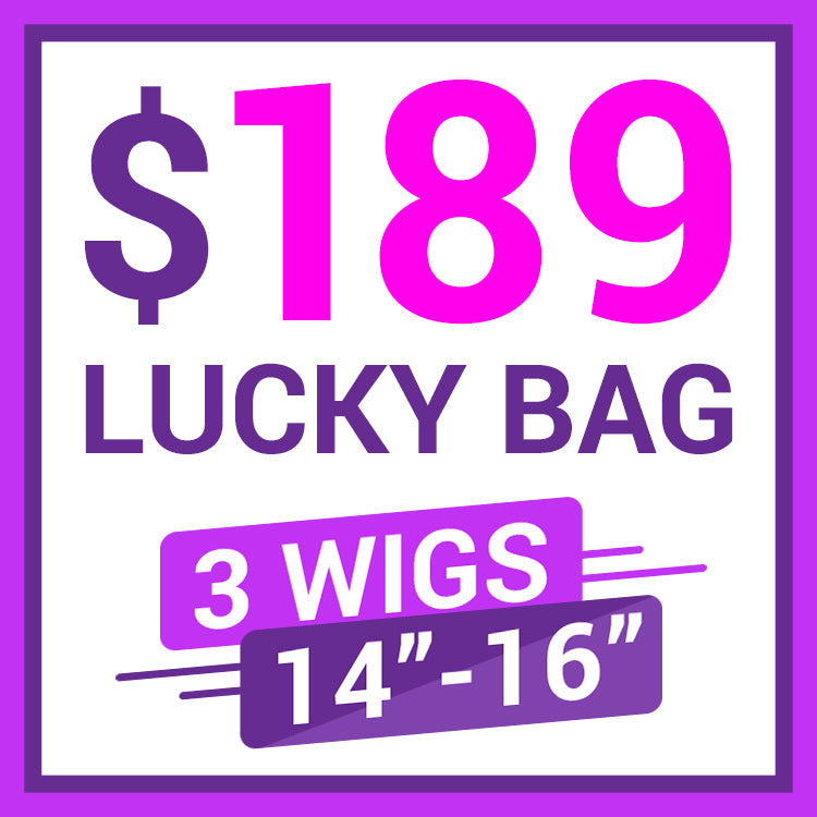 Lucky Bag 3 Wigs (VALUED Up To $478 ) 14-20 Inches  | Random Color | Ships to US Only*