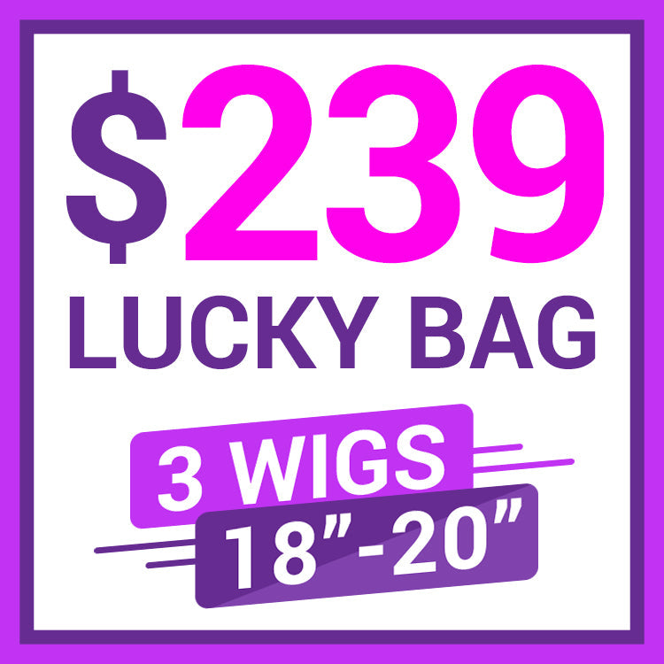 Lucky Bag 3 Wigs (VALUED Up To $478 ) 14-20 Inches  | Random Color | Ships to US Only*