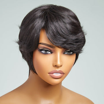 Clean & Neat Mature Boss Style Glueless Short Wig with Bangs 100% Human Hair - US Only