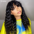 Boho-Chic | Romantic Bohemian Curly Minimalist Lace Glueless Long Wig with Cute Bangs - US Only