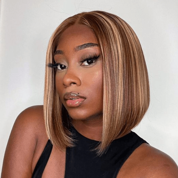 Glueless Piano Highlight 4x4 Closure Bob Wig