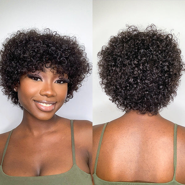 Special Deal | Luvme Hair Throw On & Go Ultra Natural Lightweight Bouncy Curly Wig with Bangs 100% Human Hair