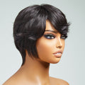 Clean & Neat Mature Boss Style Glueless Short Wig with Bangs 100% Human Hair - US Only