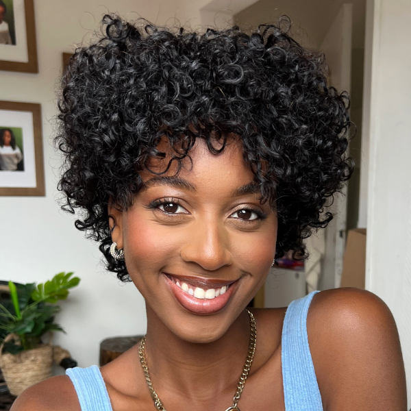 Special Deal | Luvme Hair Throw On & Go Ultra Natural Lightweight Bouncy Curly Wig with Bangs 100% Human Hair