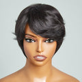 Clean & Neat Mature Boss Style Glueless Short Wig with Bangs 100% Human Hair - US Only