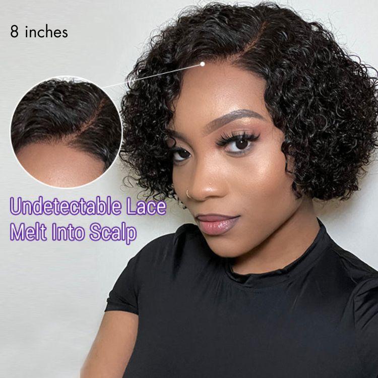 Weekly Special | Trendy Short Cut Curly Minimalist HD Lace Glueless Side Part Wig 100% Human Hair