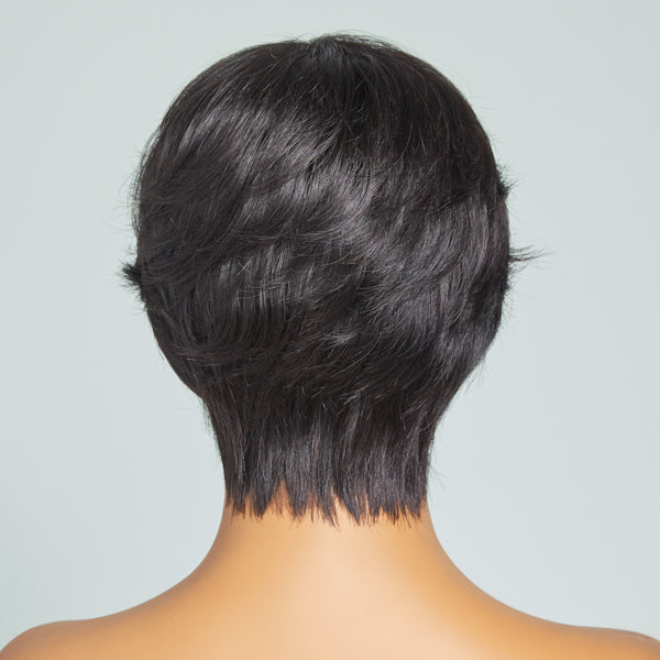 Clean & Neat Mature Boss Style Glueless Short Wig with Bangs 100% Human Hair - US Only