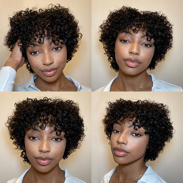 Special Deal | Luvme Hair Throw On & Go Ultra Natural Lightweight Bouncy Curly Wig with Bangs 100% Human Hair