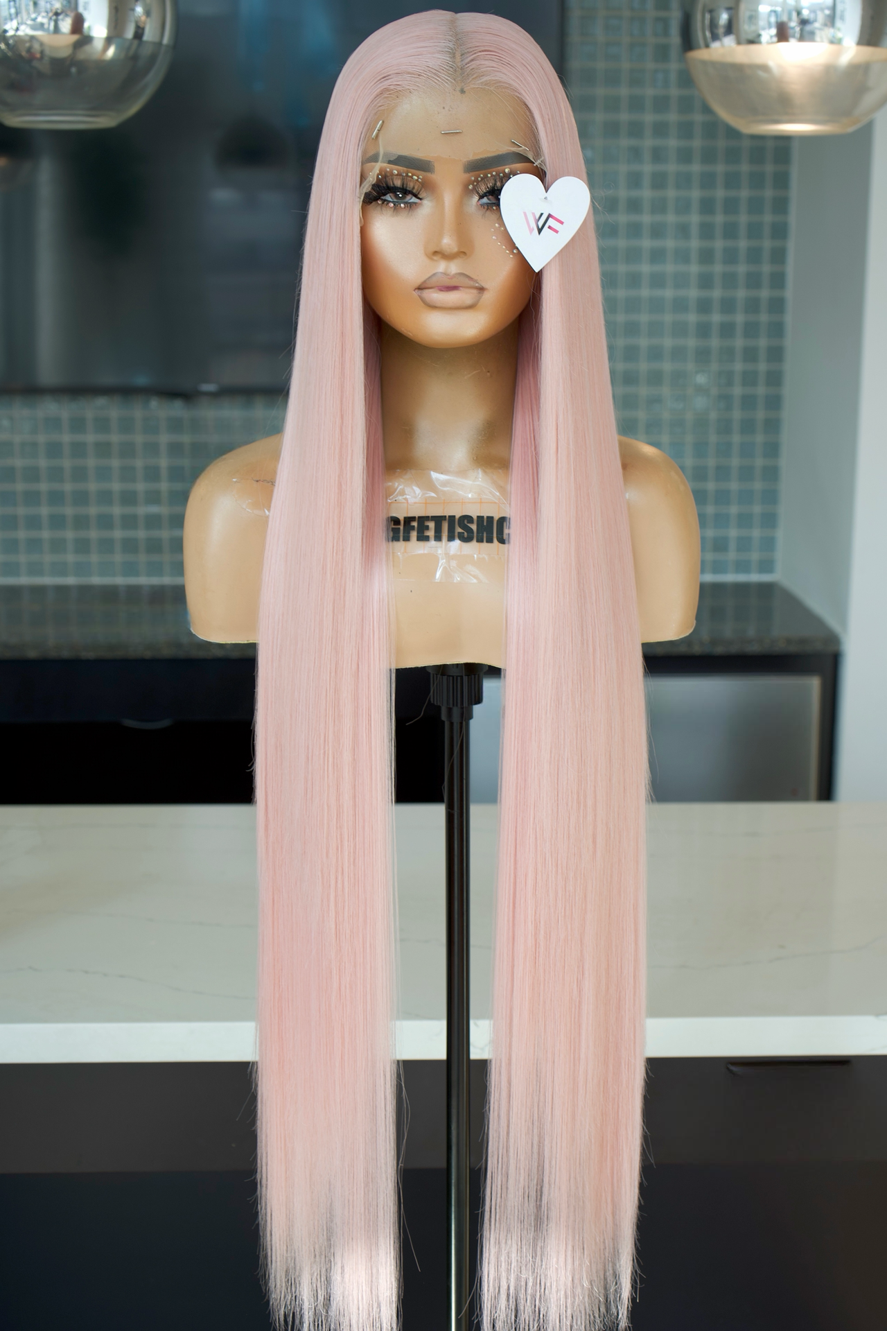 FLASH SALE ⚡️PINK 13x6 40-Inch Lace Frontal Premium Fiber Blend Wig - Realistic Hair Look, Heat-Resistant, Luxury Long Wig for Glamorous Styling