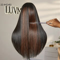 Black/Color Highlight 180% Density Layered Cut Glueless 5x5 Closure Lace  Wig Pre-Plucked Hairline