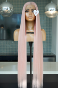 FLASH SALE ⚡️PINK 13x6 40-Inch Lace Frontal Premium Fiber Blend Wig - Realistic Hair Look, Heat-Resistant, Luxury Long Wig for Glamorous Styling