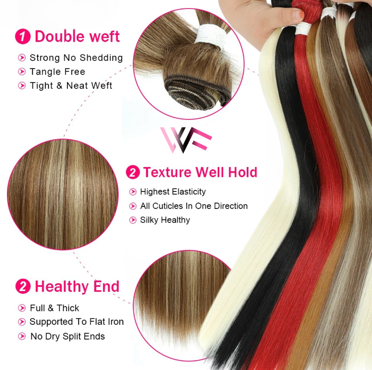 High-Quality Heat-Resistant Synthetic Fiber Hair Blend Bundles - Realistic Human Hair Look, Premium Soft & Durable Extensions