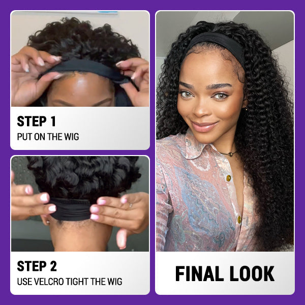 Exclusive Sale | Luvme Hair Throw On & Go Deep Wave No Lace Glueless Long Headband Wig 100% Human Hair (Get Free Trendy Headbands)