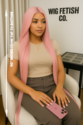 FLASH SALE ⚡️PINK 13x6 40-Inch Lace Frontal Premium Fiber Blend Wig - Realistic Hair Look, Heat-Resistant, Luxury Long Wig for Glamorous Styling