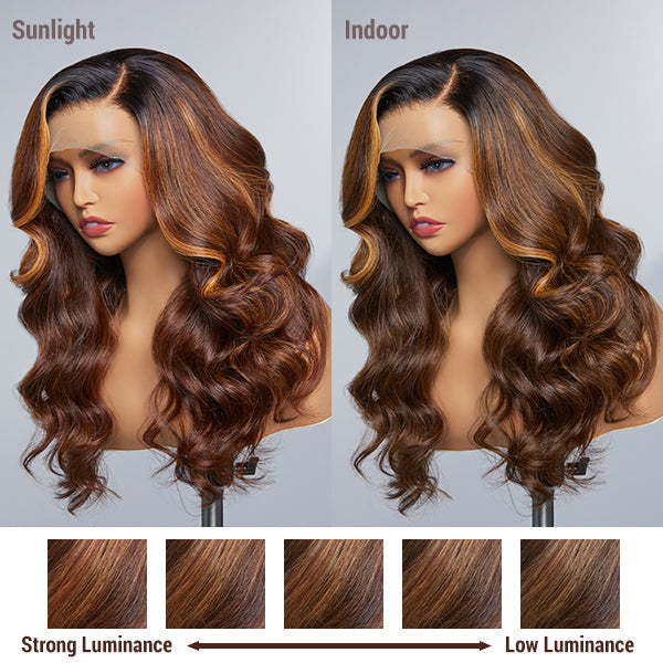 Limited Design | Blonde Highlight Loose Body Wave Glueless 13x4 Frontal HD Lace Long Left Side part Wig