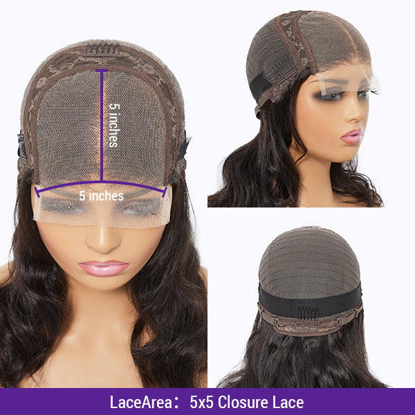 Special Deal | Loose Wave 5x5 Closure Lace Glueless Long Wig With Cute Bangs 100% Human Hair- US Only